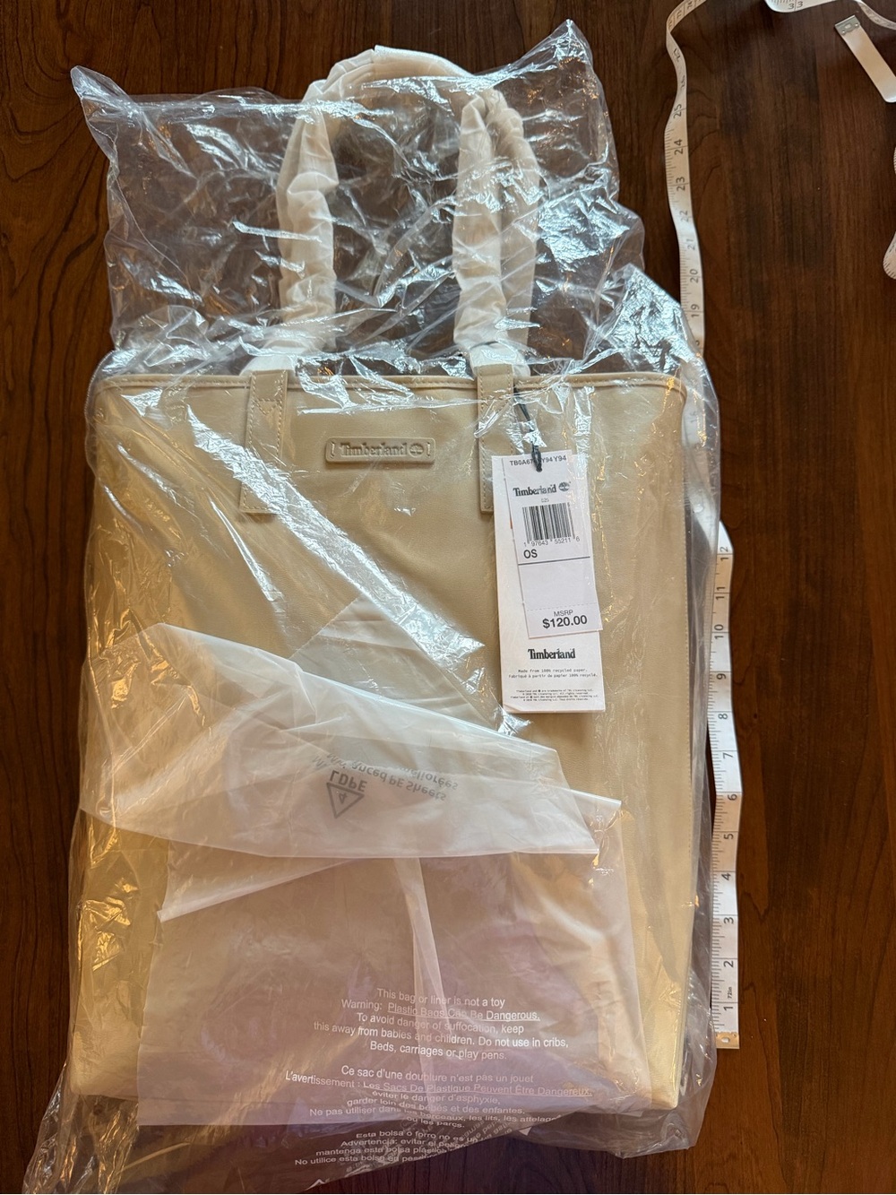 Light Beige Tote with Top Handles NWT Timberland - Picture 5 of 13